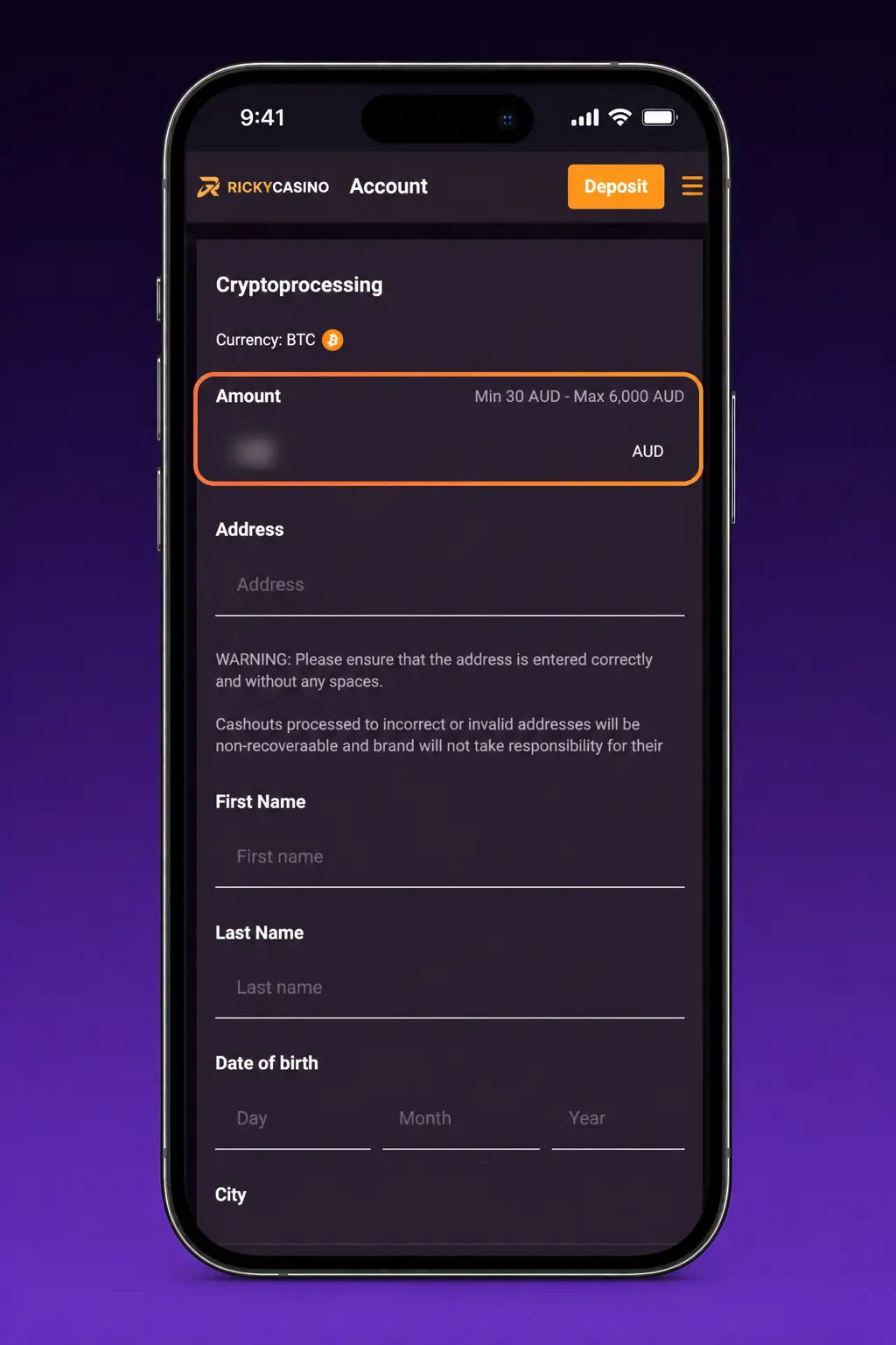 Ricky Casino withdrawal guide showing payout steps, verification and AUD payment methods in Australia