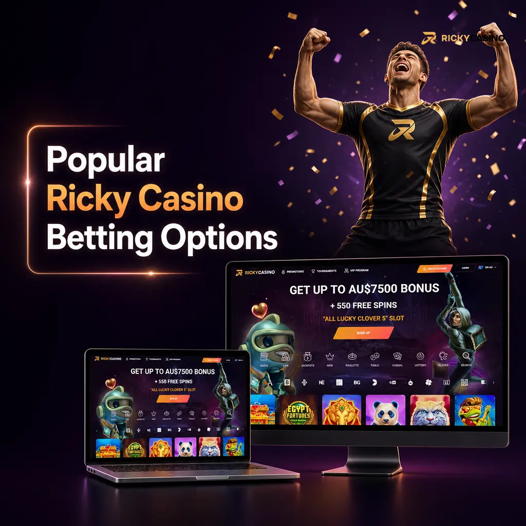 Ricky Casino sportsbook bet slip showing pre-match, live and multi betting options for Australian users