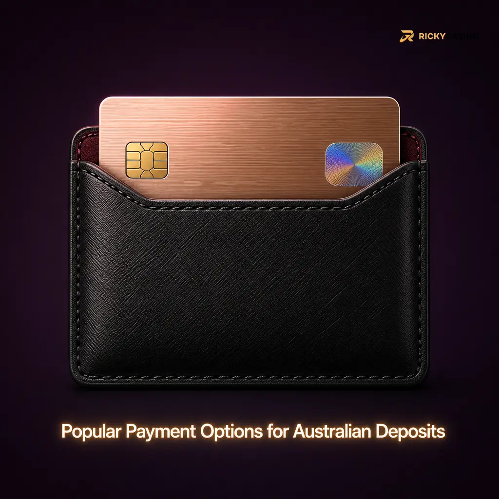 Popular Australian casino deposit options including cards, e-wallets, crypto, bank transfer and vouchers